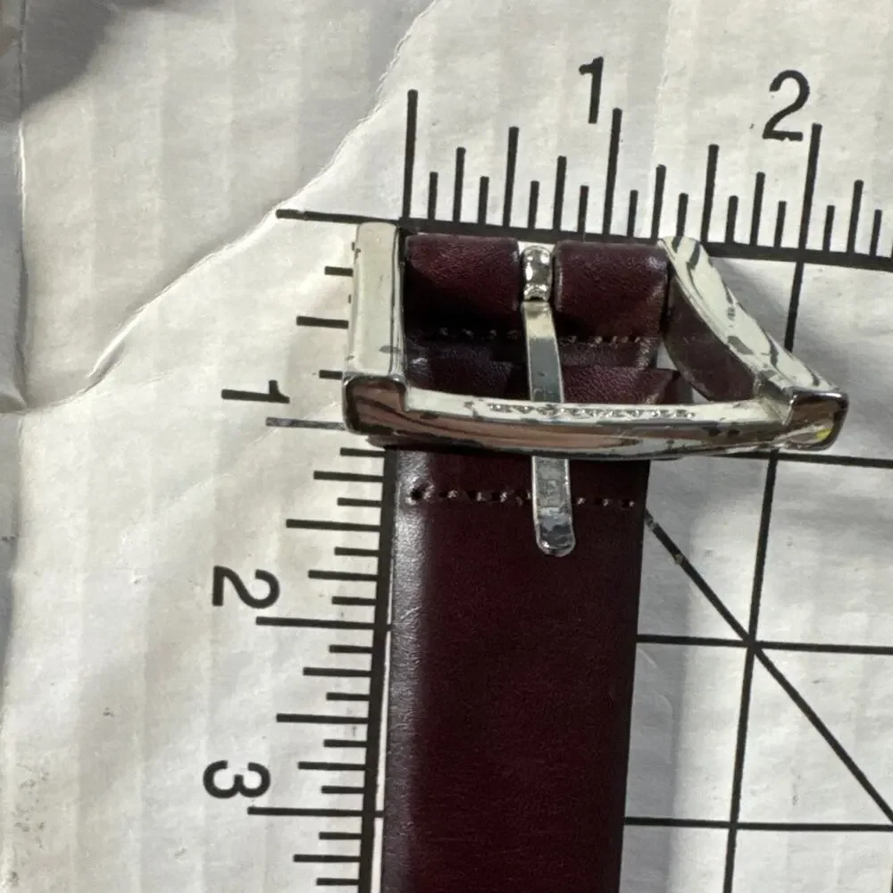 Trafalgar Broderick Hand Polished Cortina Brown Leather Silver Buckle Belt 38